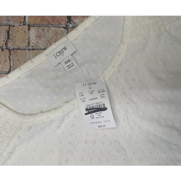 NWT J.Crew Long Sleeve Clip Dot Top Ivory Size XXL - Picture 4 of 5